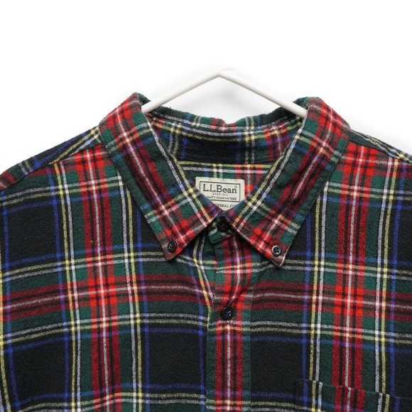 LL Bean Men's Flannel Button Down Colorful Plaid Long Sleeves Shirt Size XL Tall - Picture 2 of 7
